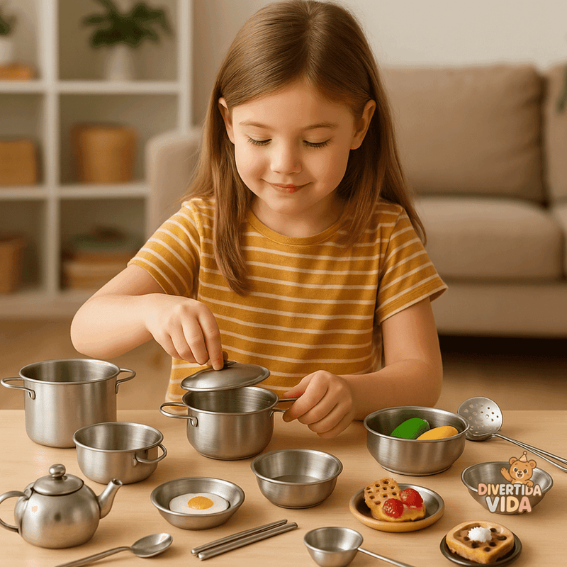 Kit de Cozinha em Inox Mini Chef - Divertida Vida