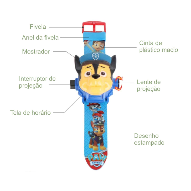 Relógio Patrulha Canina com Projetor - Divertida Vida