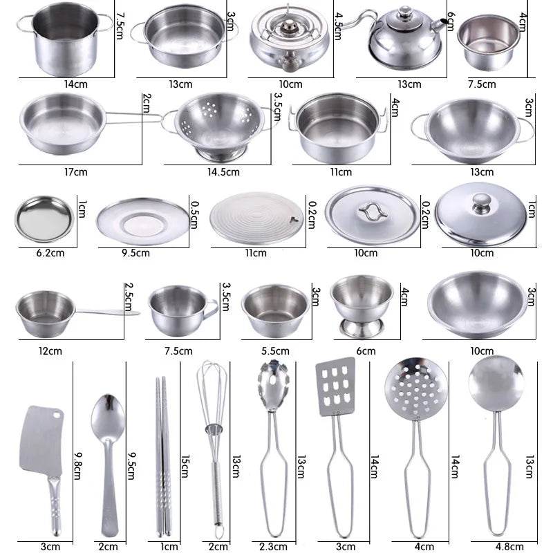 Kit de Cozinha em Inox Mini Chef - Divertida Vida
